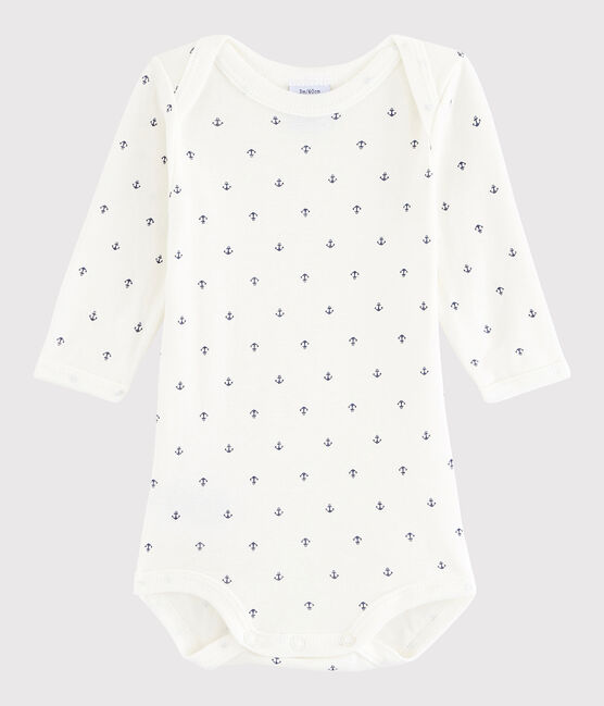Body manches longues bébé garçon blanc LAIT/bleu MEDIEVAL