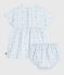 Robe bébé en coton manches courtes imprimée avec son bloomer bleu FRAICHEUR/blanc MULTICO