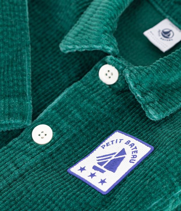 Combinaison longue b&eacute;b&eacute; en velours uni vert