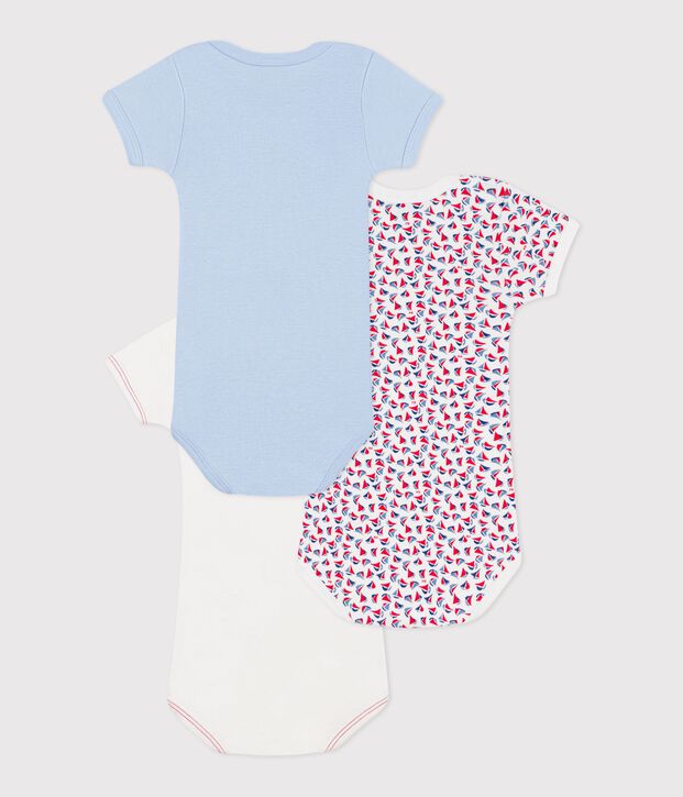 Lot de 3 bodies manches courtes en coton b&eacute;b&eacute; multicouleur