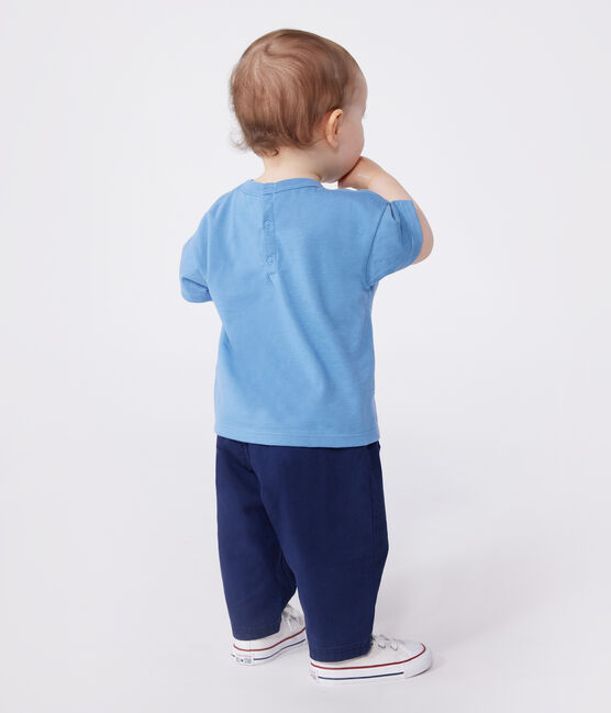 T-shirt bébé en coton à manches courtes uni bleu ALASKA