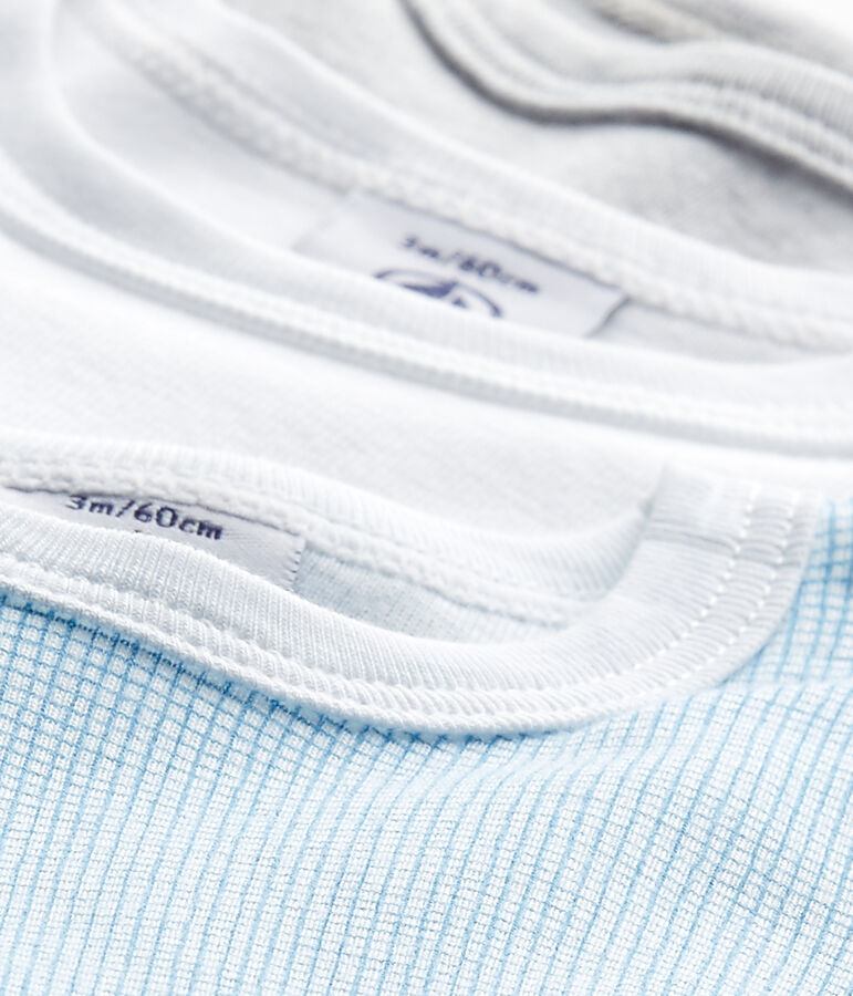 Lot de 3 bodies b&eacute;b&eacute; gar&ccedil;on sans manches blanc