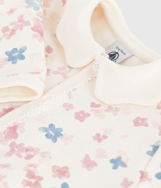 Pyjama bébé en molleton gratté avec col pétale imprimé fleuri MILK/ MULTICO