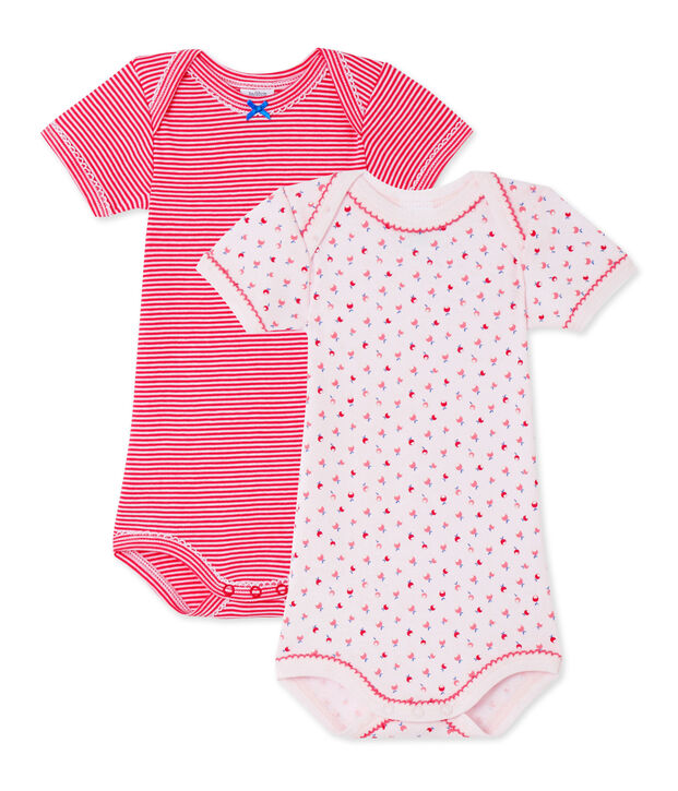 Lot de 2 bodies b&eacute;b&eacute; fille blanc