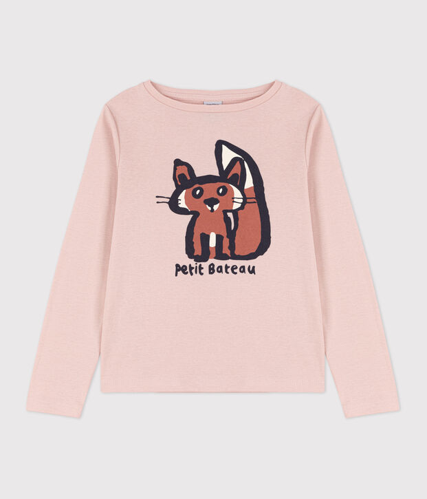 Tee-shirt manches longues en coton enfant fille / gar&ccedil;on rose