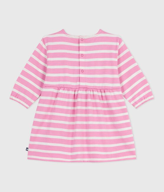 Robe bébé en coton manches longues rayée rose BOUDOIR/ MILK