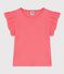 Tee-shirt enfant manches courtes en coton uni rose