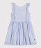 Robe sans manche en popeline rayée enfant fille BLEU/ MARSHMALLOW/ ARGENT