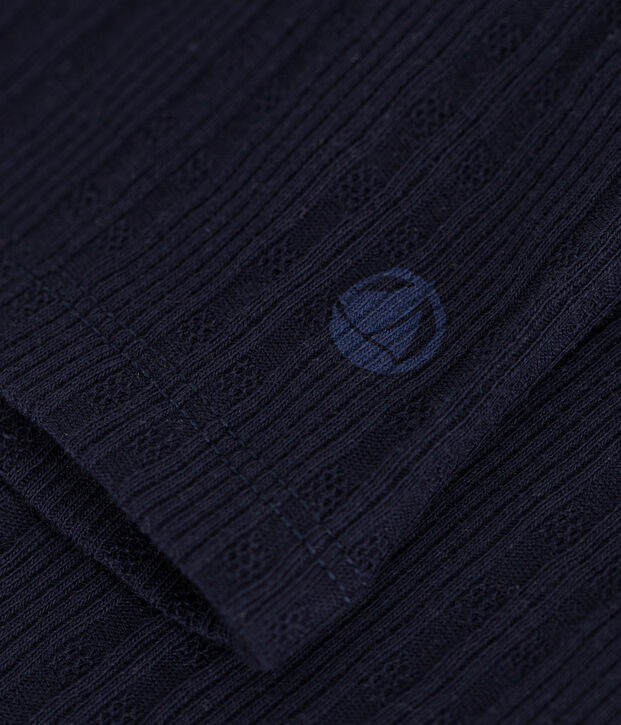 Tee-shirt l'iconique col roul&eacute; en c&ocirc;te fantaisie femme bleu