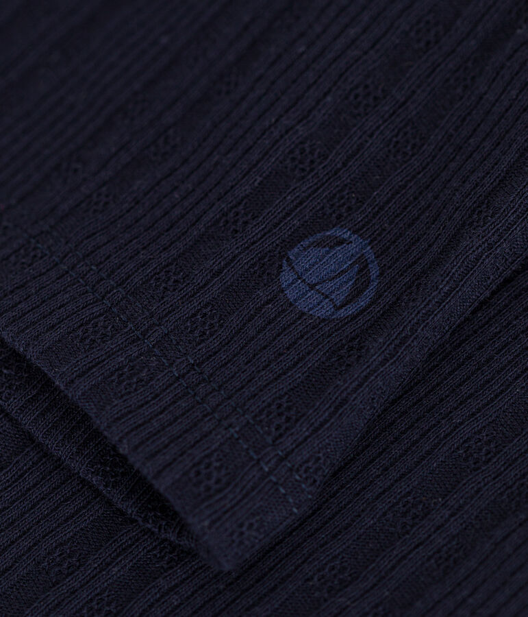 Tee-shirt l'iconique col roul&eacute; en c&ocirc;te fantaisie femme bleu SMOKING