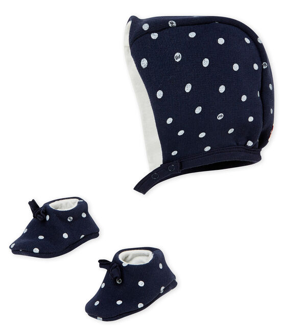 Lot beguin et chaussons bébé fille bleu SMOKING/blanc MARSHMALLOW