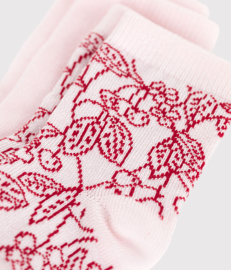 2 paires de chaussettes b&eacute;b&eacute; fille en coton &agrave; fleurs variante 1