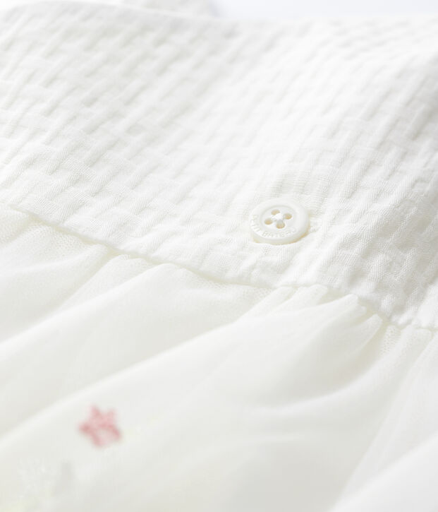 Robe de c&eacute;r&eacute;monie avec du tulle brod&eacute; b&eacute;b&eacute; fille blanc/multicouleur