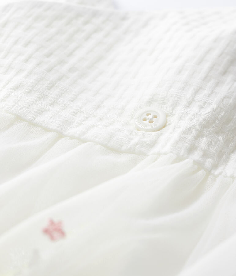 Robe de c&eacute;r&eacute;monie avec du tulle brod&eacute; b&eacute;b&eacute; fille blanc MARSHMALLOW/blanc MULTICO