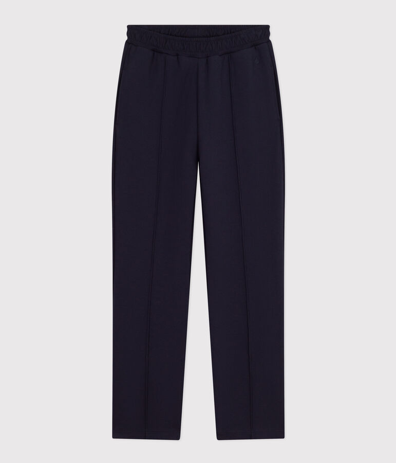 Pantalon en coton et &eacute;lasthanne femme bleu