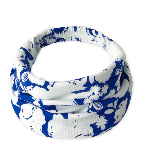 Fichu fille imprimé blanc MARSHMALLOW/bleu PERSE
