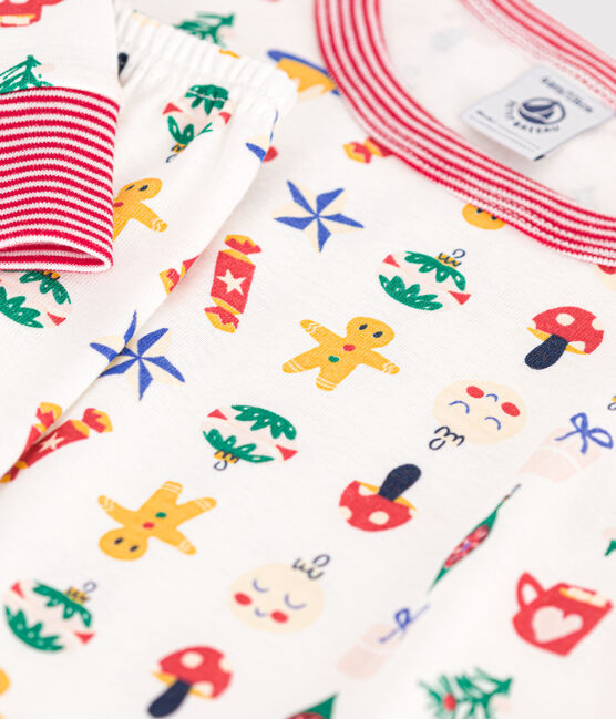 Pyjama en coton imprimé Noël enfant blanc MARSHMALLOW/blanc MULTICO