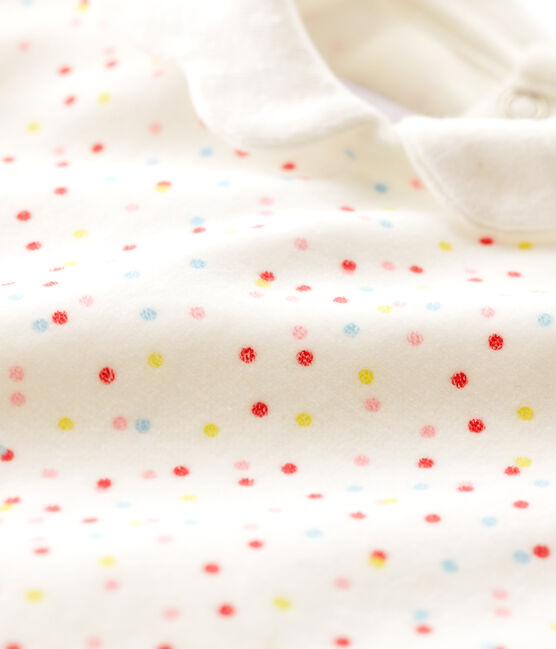 Dors-bien petits pois colorés bébé fille en velours blanc MARSHMALLOW/blanc MULTICO