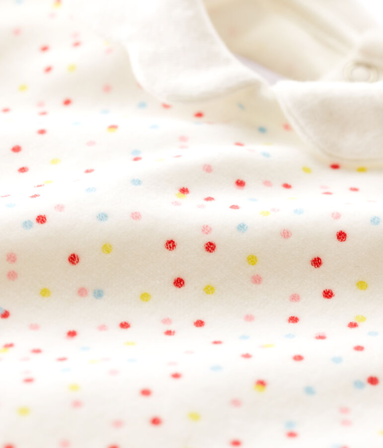 Dors-bien petits pois color&eacute;s b&eacute;b&eacute; fille en velours blanc MARSHMALLOW/blanc MULTICO
