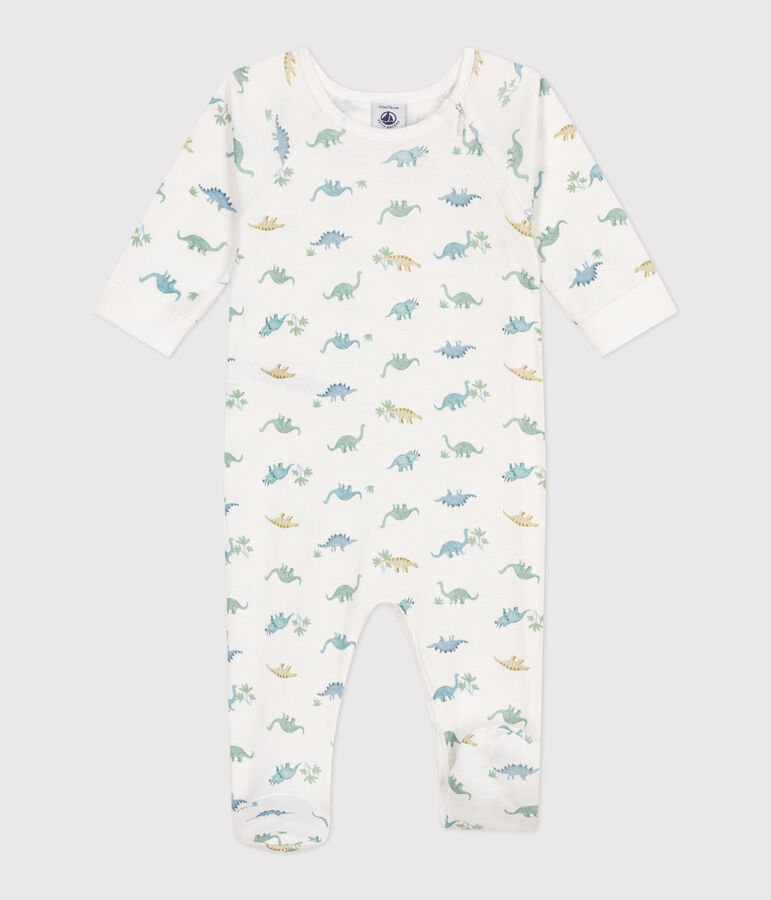 Pyjama b&eacute;b&eacute; en coton dinosaures blanc MARSHMALLOW/blanc MULTICO