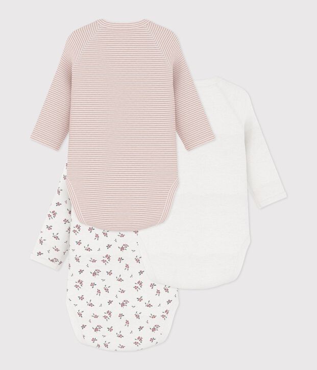 Lot de bodies crois&eacute;s manches longues en coton imprim&eacute; b&eacute;b&eacute; multicouleur