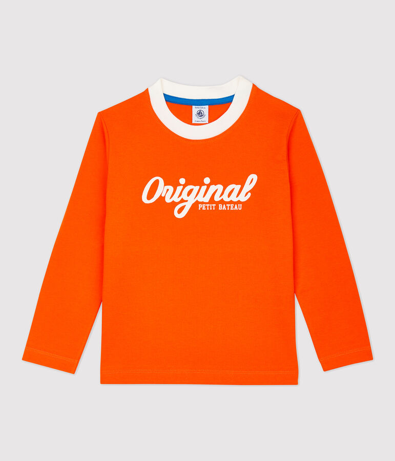 Tee-shirt manches longues en coton enfant gar&ccedil;on orange