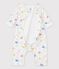 Combinaison longue imprimée en tubique bio bébé blanc MARSHMALLOW/blanc MULTICO