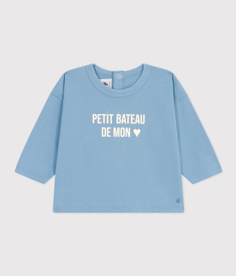 Tee-shirt manches longues en jersey b&eacute;b&eacute; bleu AZUL