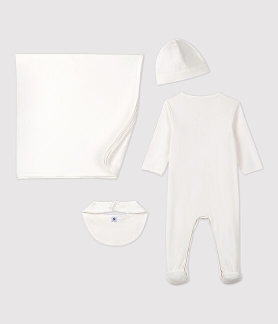 Coffret cadeau naissance blanc bébé en coton biologique variante 1