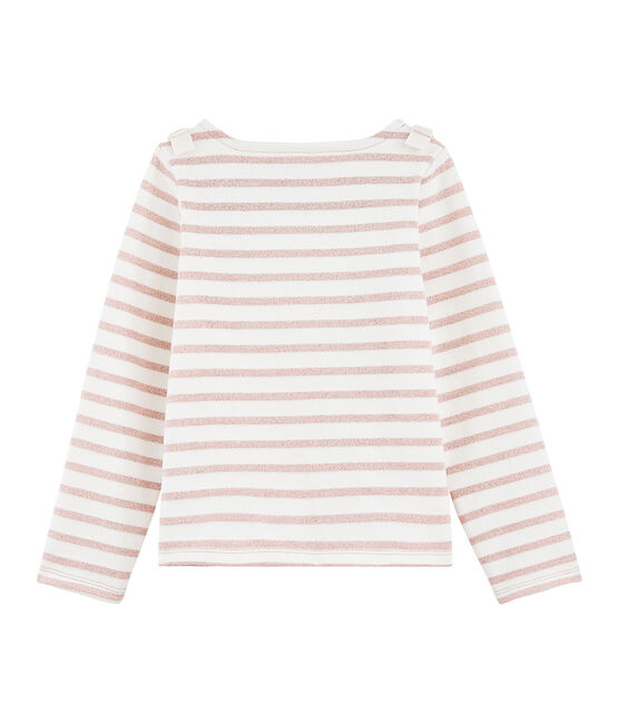 Marinière enfant fille blanc MARSHMALLOW/rose JOLI BRILLANT