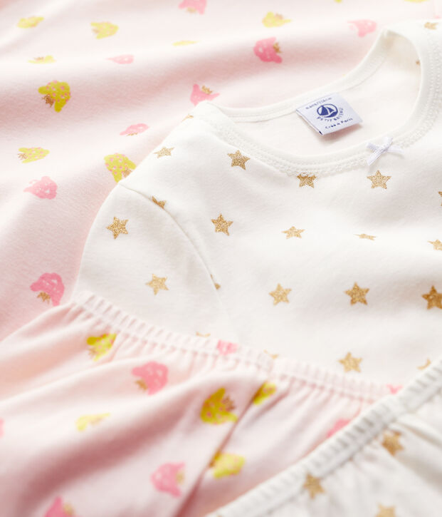 Lot de 2 pyjamas imprim&eacute;s &eacute;toiles et panth&egrave;res petite fille en coton multicouleur