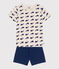Pyjama short enfant en coton imprimé baleines bleu MEDIEVAL/blanc MULTICO