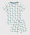 Pyjama short enfant en coton imprimé baleines vert MARSHMALLOW/ DRAGONFLY