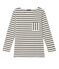 T-shirt femme manches longues en côte originale beige COQUILLE/bleu SMOKING