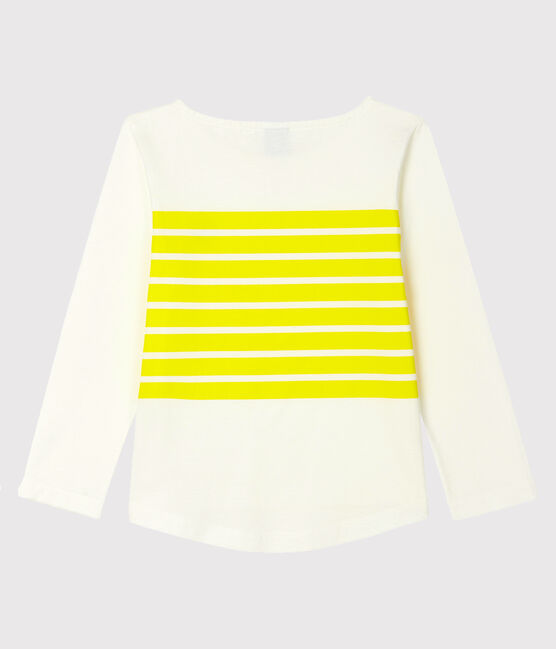 Tee-shirt enfant fille blanc MARSHMALLOW/jaune EBLOUIS