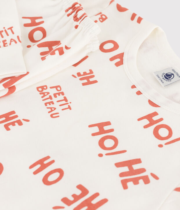 Pyjama en molleton enfant blanc/rose