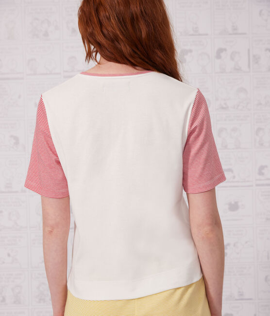 Pyjacourt Petit Bateau X Snoopy femme en coton blanc MARSHMALLOW/blanc MULTICO
