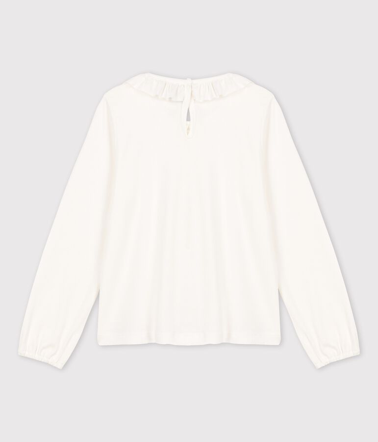 Tee-shirt manches longues en coton enfant fille blanc