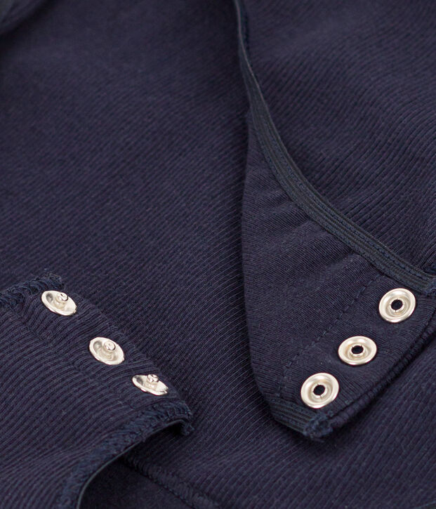 Body en coton et &eacute;lasthanne femme bleu marine
