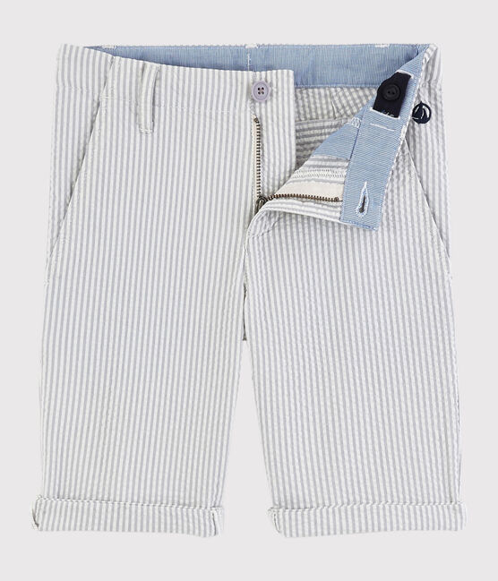 Bermuda en seersucker enfant garçon gris GRIS/blanc MARSHMALLOW