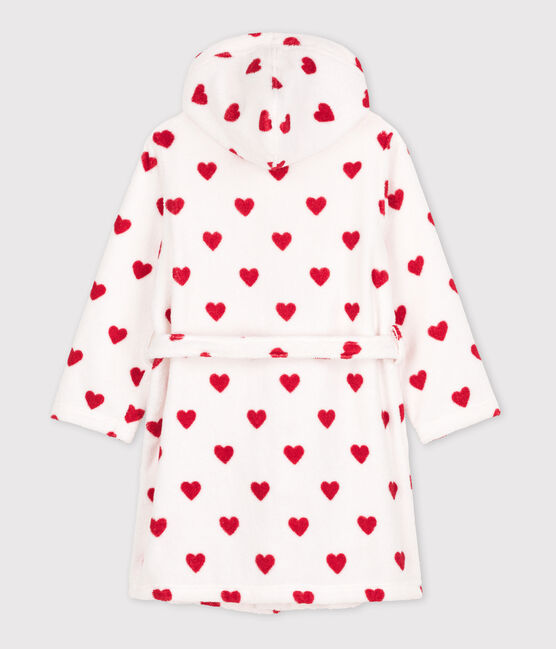 Peignoir cœur en éponge enfant blanc MARSHMALLOW/rouge TERKUIT