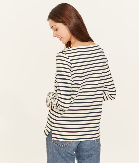Marinière iconique femme beige COQUILLE/bleu SMOKING