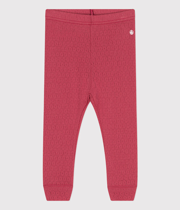 Legging b&eacute;b&eacute; en coton ajour&eacute; rose