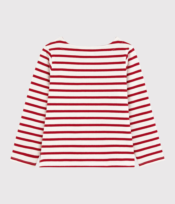 Marinière en jersey enfant fille blanc MARSHMALLOW/rouge TERKUIT