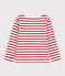 Marinière en jersey enfant fille blanc MARSHMALLOW/rouge TERKUIT