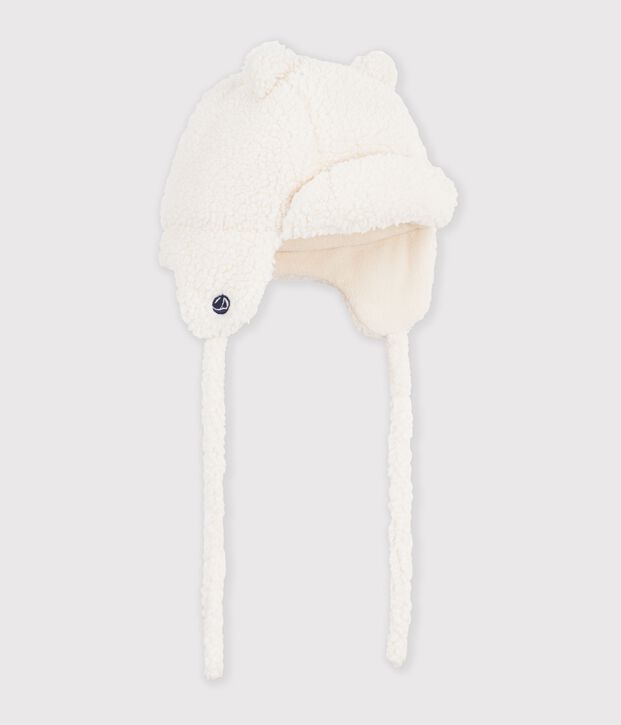 Chapka b&eacute;b&eacute; en sherpa avec des oreilles blanc cass&eacute;