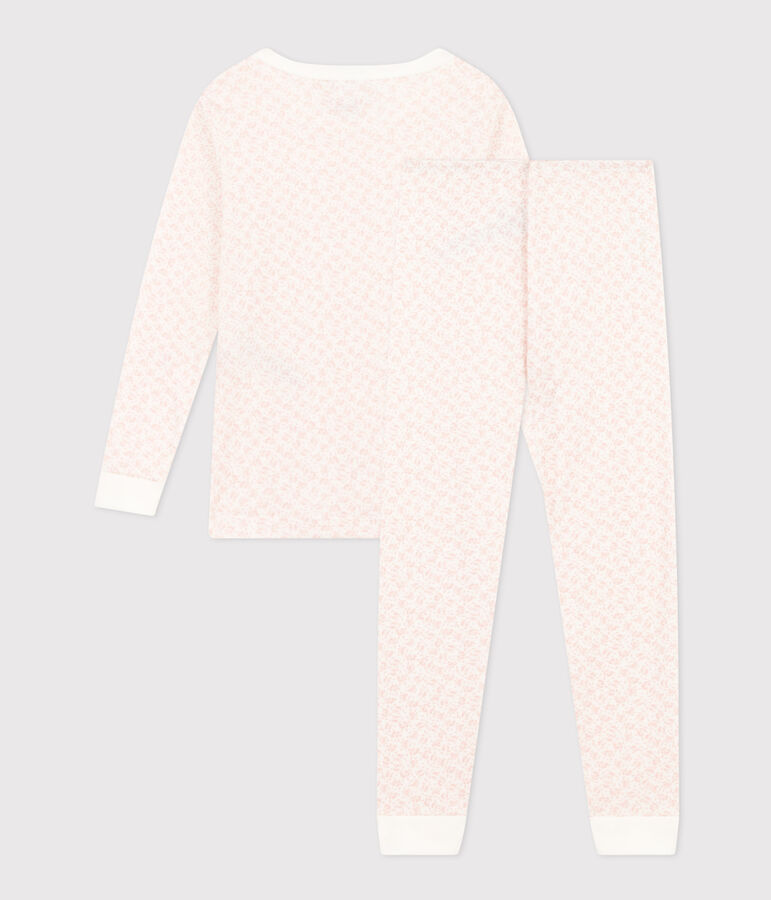 Pyjama ajust&eacute; en coton imprim&eacute; fleur enfant MARSHMALLOW/ PANTY