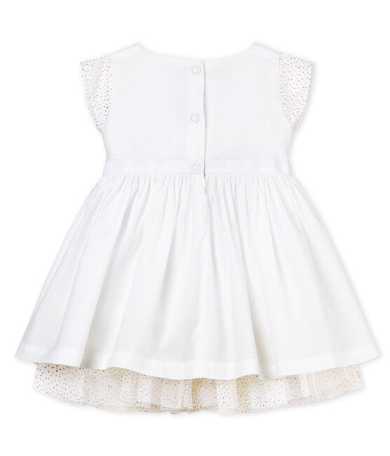 Robe manches courtes de cérémonie bébé fille blanc ECUME
