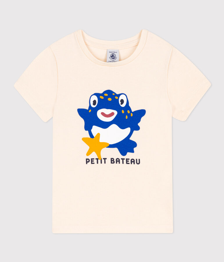 Tee-shirt imprim&eacute; en coton enfant fille &eacute;cru