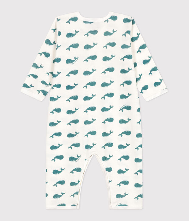Pyjama b&eacute;b&eacute; en coton sans pieds baleines vert/vert